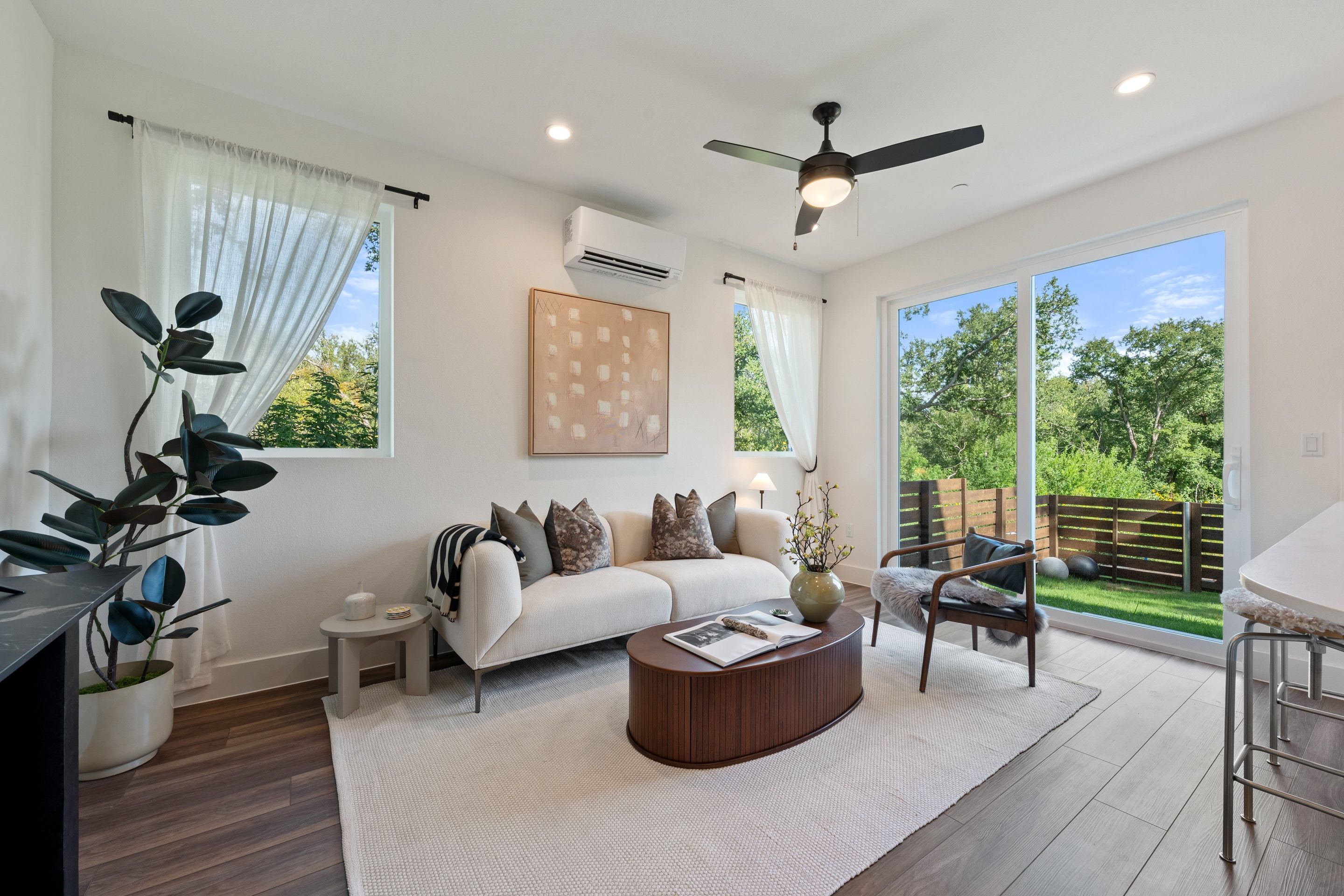 Staged living room at Overlook